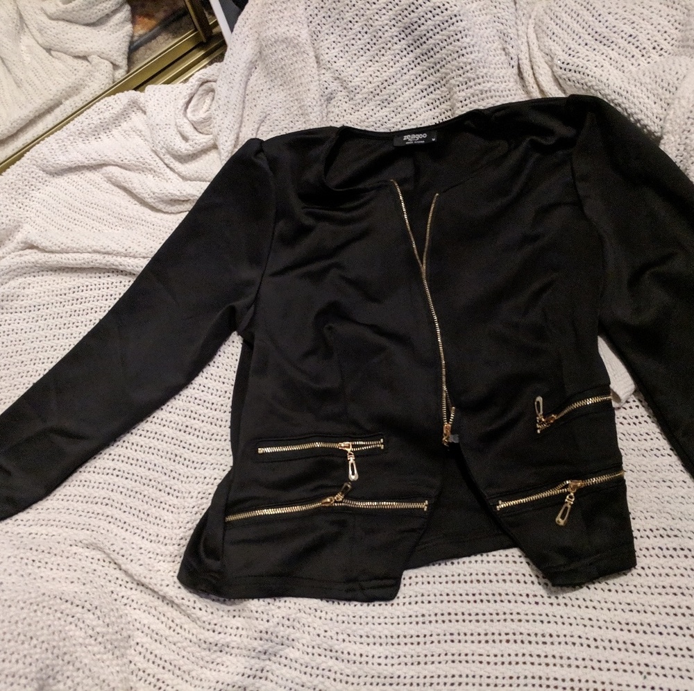 Black Blazer Gold Zippers